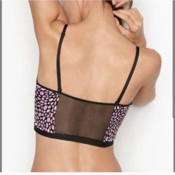 Victoria's Secret Bustier Corset M Very Sexy Lips Lavender Black Bralette - Picture 2 of 10